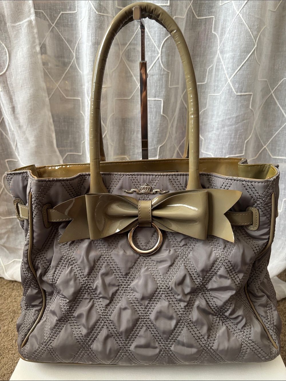 Retired MFIL Quilted Tote Bag with Bow Accent ⭐️(Crystal Charm Not Included)⭐️